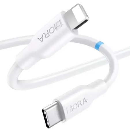Cable USB-C a Lightning 1Hora de 2 m con carga rápida, resistente y seguro. Ideal para iPhone y iPad, mayor alcance y conexión estable.