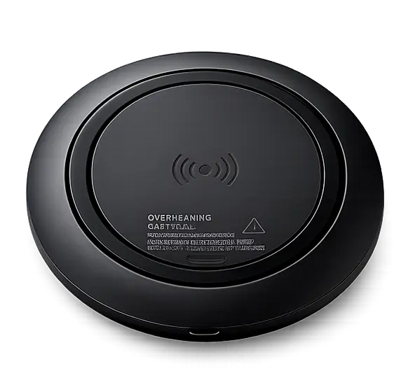 Cargador inalámbrico Qi rápido con base antideslizante, USB-C y protección contra sobrecalentamiento. Compatible con iPhone y Android.