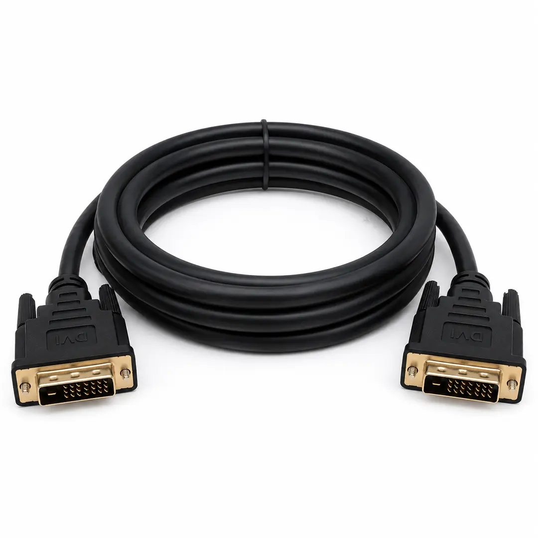 Cable DVI macho a macho con conectores dorados para monitor o PC, disponible en Jiutepec, Yautepec y Cuernavaca.