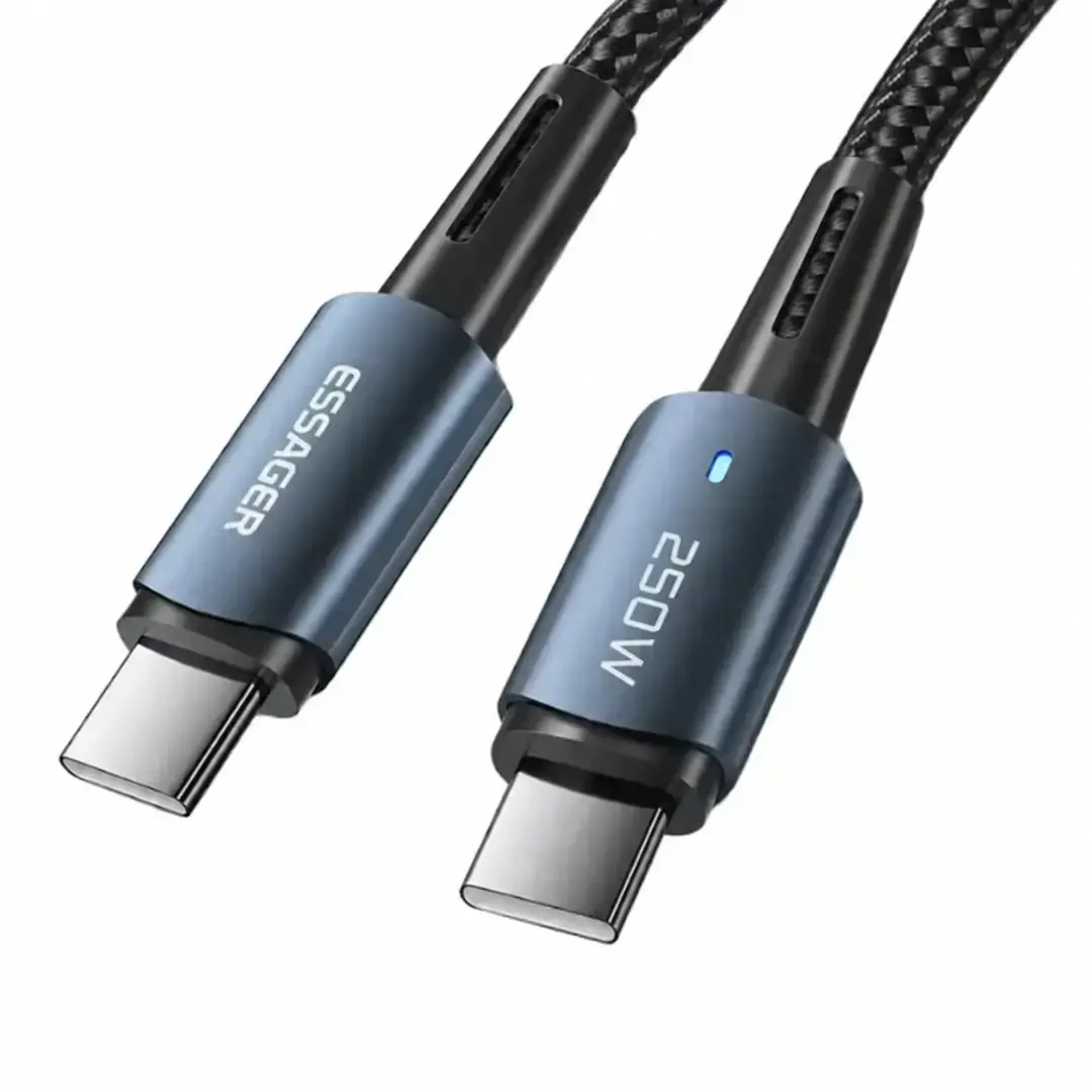 Cable Essager USB-C a USB-C 100W de 1 m con diseño trenzado para carga rápida 