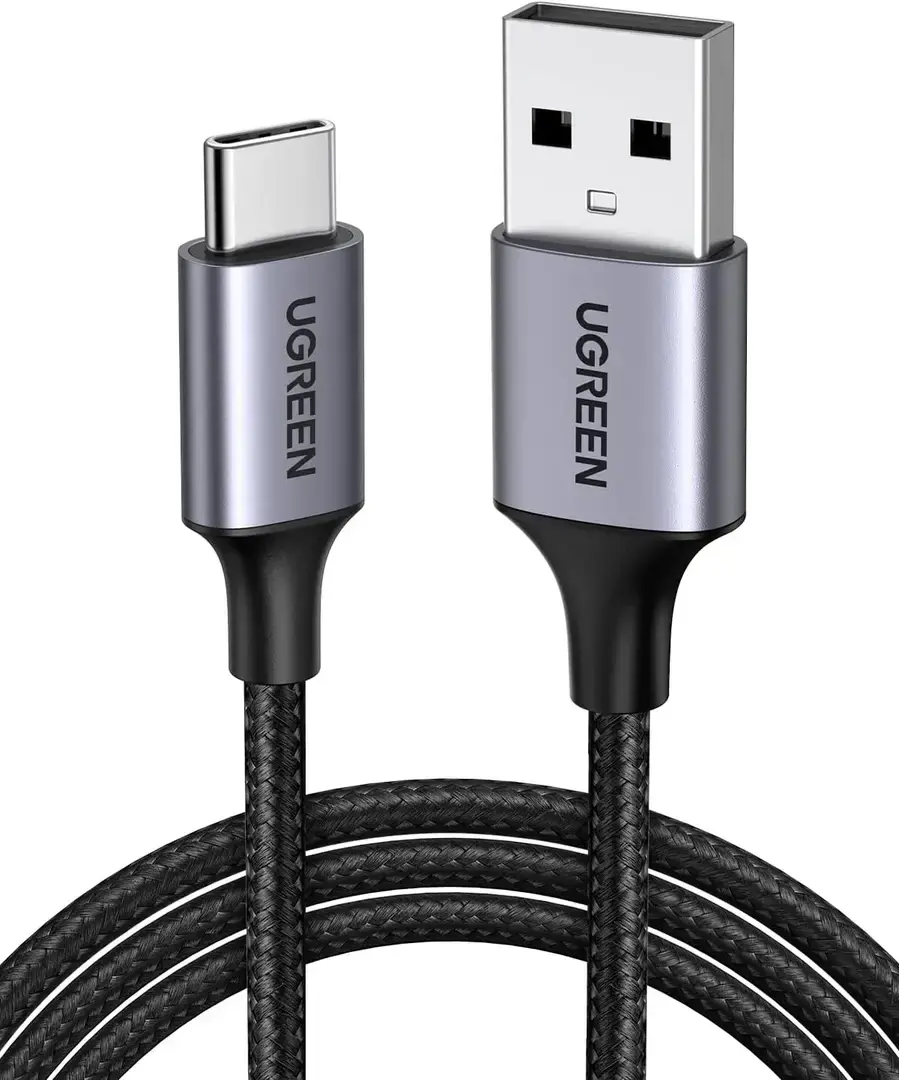 Cable Ugreen USB-A a USB-C con diseño trenzado robusto y refuerzo contra dobleces para carga rápida en Jiutepec