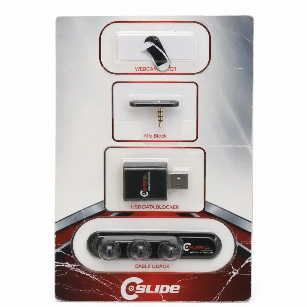 Kit C-Slide con cubierta para webcam, bloqueador de micrófono, bloqueador USB y organizador de cables